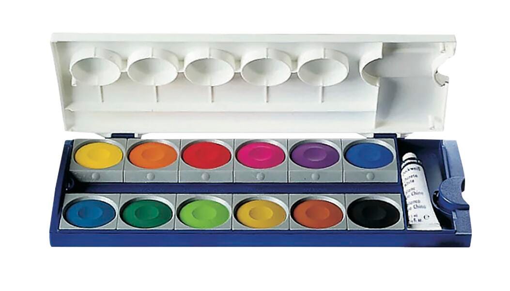 Pelikan Non-Toxic Professional Quality Watercolor Paint Set, 12 Assorted Opaque Colors, Item Number 244620
